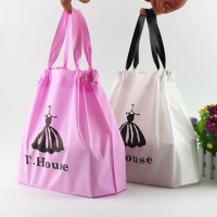 Customized Logo Clothing Store Bag Biodegradable Drawstring Plastic Shopping Bag